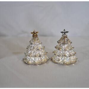 Christmas Tree-shaped Salt & Pepper Shakers - Silver Treasures by Godinger
